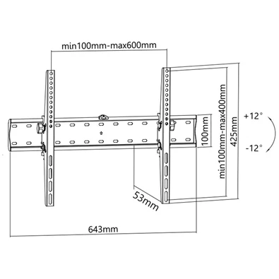 Stell SHO 3310 40"-70" VESA 600x400 slim dönthető fali konzol Stell SHO 3310 40"-70" VESA 600x400 slim dönthető fali konzol