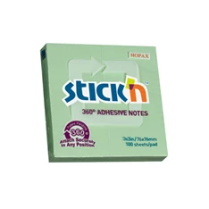 Stick`N 360° 76x76 mm 100 lap zöld öntapadó jegyzettömb Stick`N 360° 76x76 mm 100 lap zöld öntapadó jegyzettömb