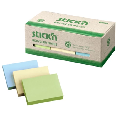Stick`N 38x50mm újrahasznosított 100 lap 12tömb/cs jegyzettömb Stick`N 38x50mm újrahasznosított 100 lap 12tömb/cs jegyzettömb