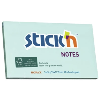 Stick`N 76x127mm 90lap környezetbarát pasztell kék jegyzettömb Stick`N 76x127mm 90lap környezetbarát pasztell kék jegyzettömb