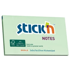 Stick`N 76x127mm 90lap környezetbarát pasztell zöld jegyzettömb Stick`N 76x127mm 90lap környezetbarát pasztell zöld jegyzettömb