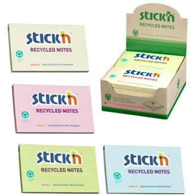 Stick`N 78x127mm újrahasznosított 100 lap 12tömb/cs jegyzettömb Stick`N 78x127mm újrahasznosított 100 lap 12tömb/cs jegyzettömb