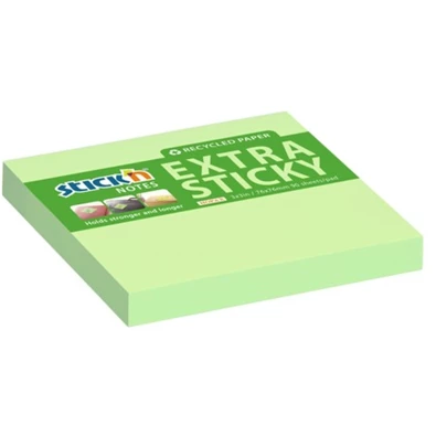 Stick`N ExtraSticky Recycled 76x76 mm 90 lap újrahasznosított pasztell zöld jegyzettömb Stick`N ExtraSticky Recycled 76x76 mm 90 lap újrahasznosított pasztell zöld jegyzettömb