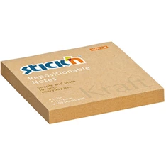 Stick`N KraftNotes 76x76 mm 100 lap öntapadós natúr újrahasznosított jegyzettömb Stick`N KraftNotes 76x76 mm 100 lap öntapadós natúr újrahasznosított jegyzettömb