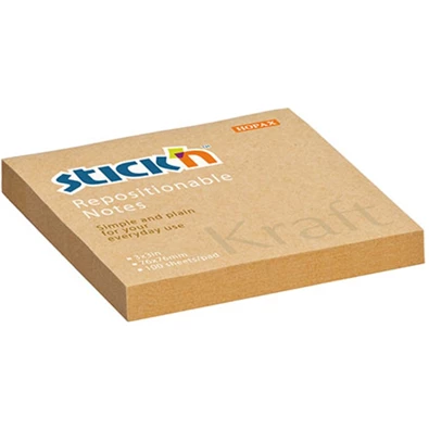 Stick`N KraftNotes 76x76 mm 100 lap öntapadós natúr újrahasznosított jegyzettömb Stick`N KraftNotes 76x76 mm 100 lap öntapadós natúr újrahasznosított jegyzettömb