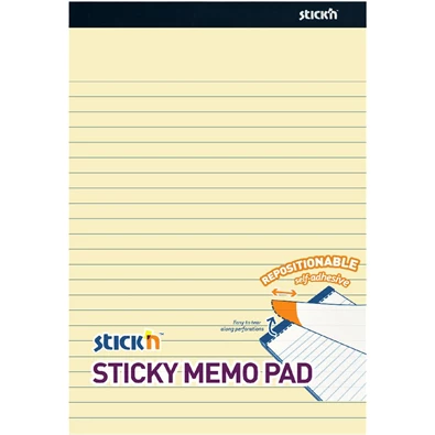 Stick`N 254x178 mm 50 lap/tömb vonalazott pasztell sárga öntapadó jegyzetfüzet Stick`N 254x178 mm 50 lap/tömb vonalazott pasztell sárga öntapadó jegyzetfüzet