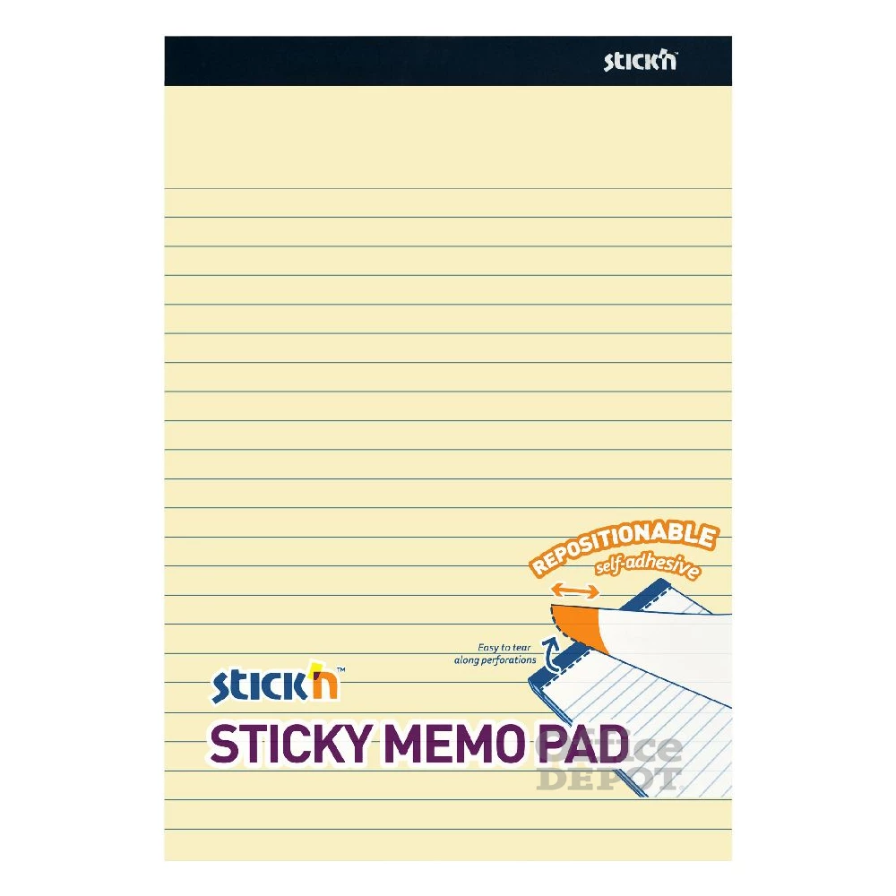Stick`N 254x178 mm 50 lap/tömb vonalazott pasztell sárga öntapadó jegyzetfüzet