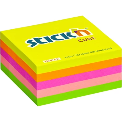 Stick`N 76x76 mm 400 lap neon szivárvány öntapadó kockatömb Stick`N 76x76 mm 400 lap neon szivárvány öntapadó kockatömb