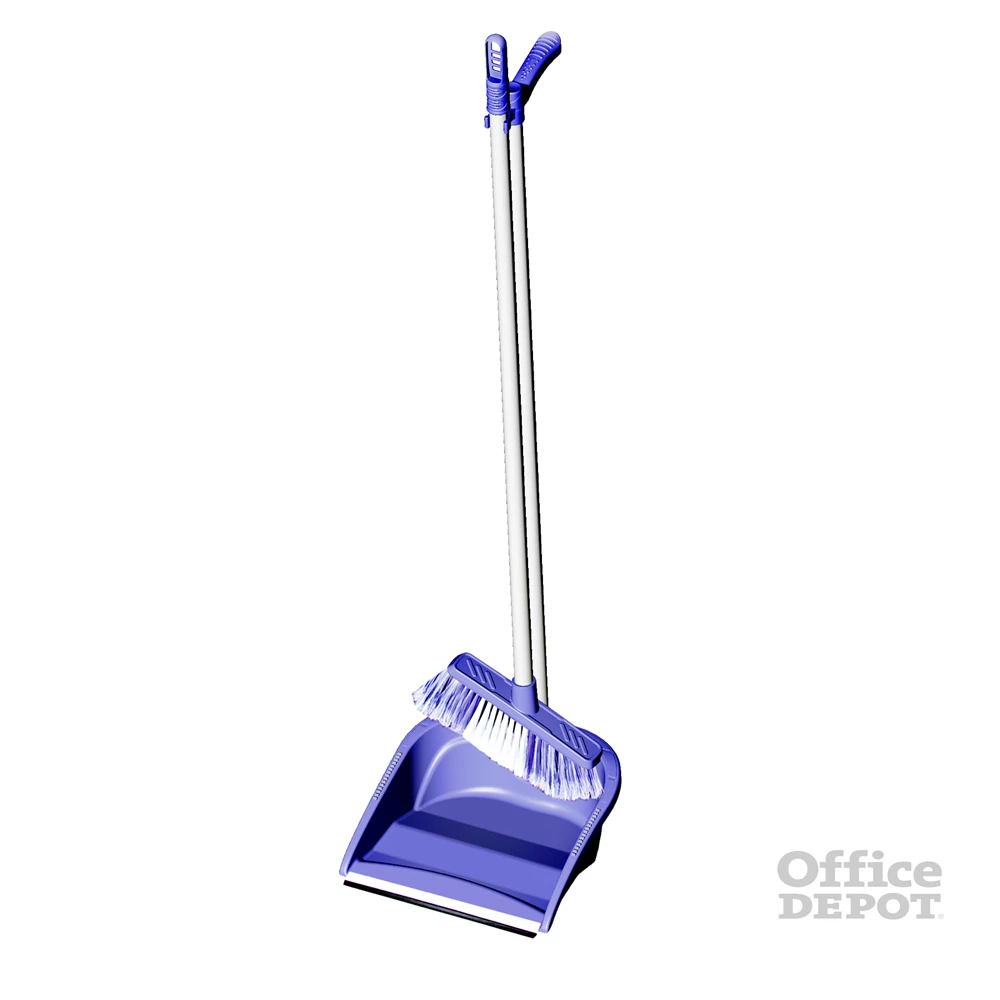 Szemeteslapát hosszú nyéllel és partvissal