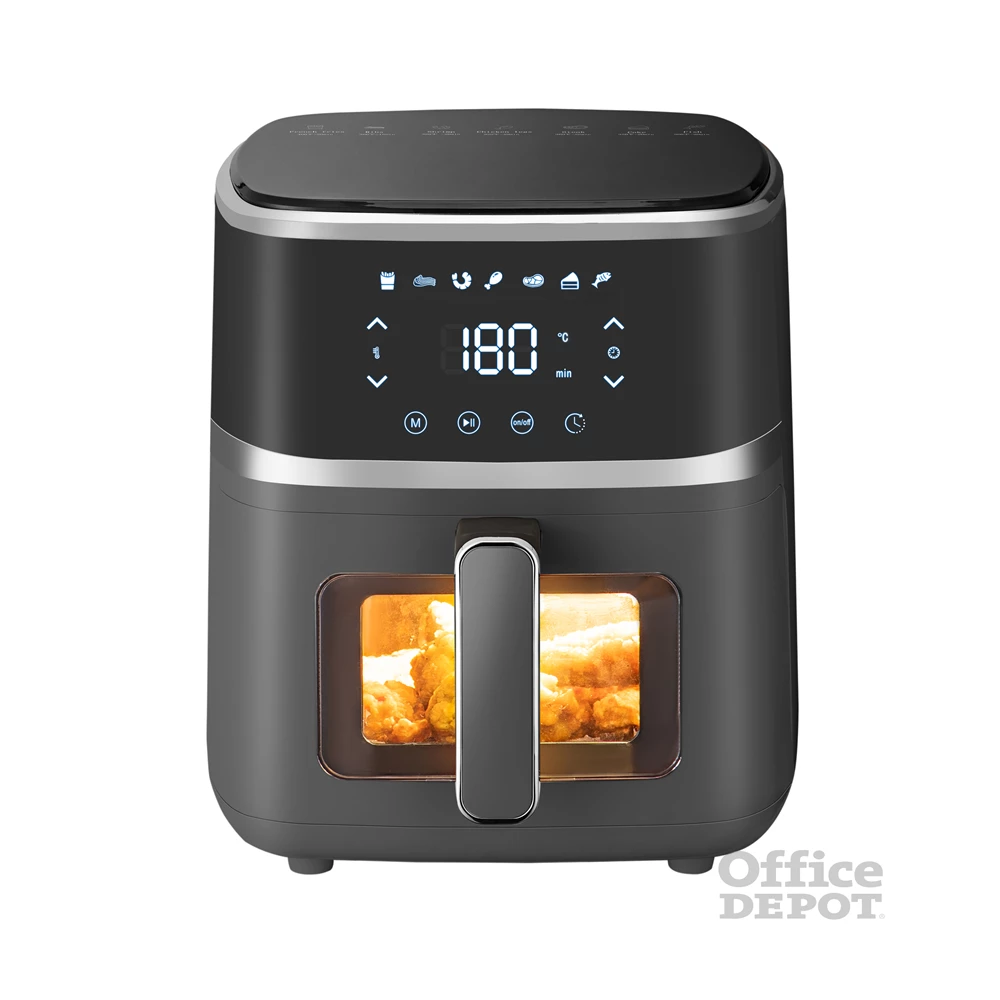 TOO AF-150B-1400 W fekete 5 L forrólevegős sütő (air fryer/airfryer) digitális vezérléssel, betekintő ablakkal