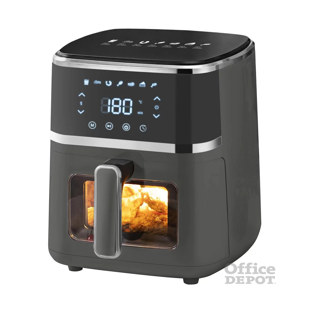 TOO AF-150B-1400 W fekete 5 L forrólevegős sütő (air fryer/airfryer) digitális vezérléssel, betekintő ablakkal