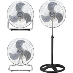 TOO FANS-45-400-B-3IN1 TYPHOON ezüst-fekete, sebességfokozat száma:3, 50 W, álló/fali/padló multifunkciós ventilátor
