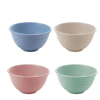 TOO KT-106 5db-os vegyes színekben búzaszalma műanyag tál szett, 17×9 cm TOO KT-106 5db-os vegyes színekben búzaszalma műanyag tál szett, 17×9 cm