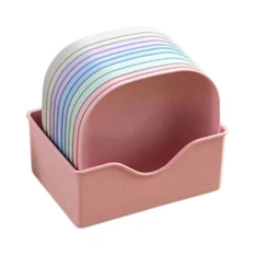 TOO KT-116 10db-os vegyes színekben búzaszalma műanyag tányér szett, 15×15×3cm TOO KT-116 10db-os vegyes színekben búzaszalma műanyag tányér szett, 15×15×3cm