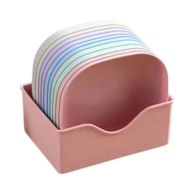TOO KT-116 10db-os vegyes színekben búzaszalma műanyag tányér szett, 15×15×3cm TOO KT-116 10db-os vegyes színekben búzaszalma műanyag tányér szett, 15×15×3cm