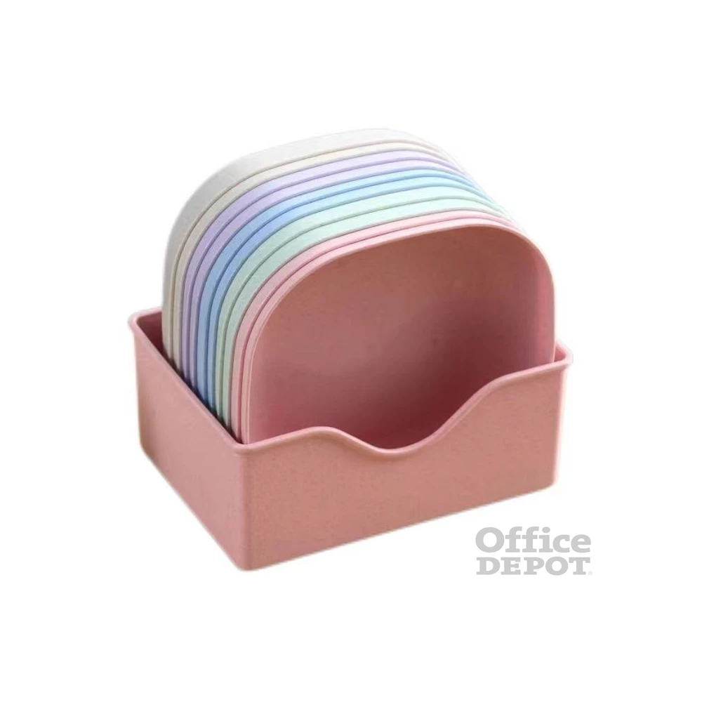 TOO KT-116 10db-os vegyes színekben búzaszalma műanyag tányér szett, 15×15×3cm