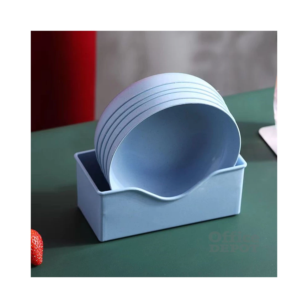 TOO KT-118 10db-os vegyes színekben búzaszalma műanyag kerek tányér szett, 15×15×3cm