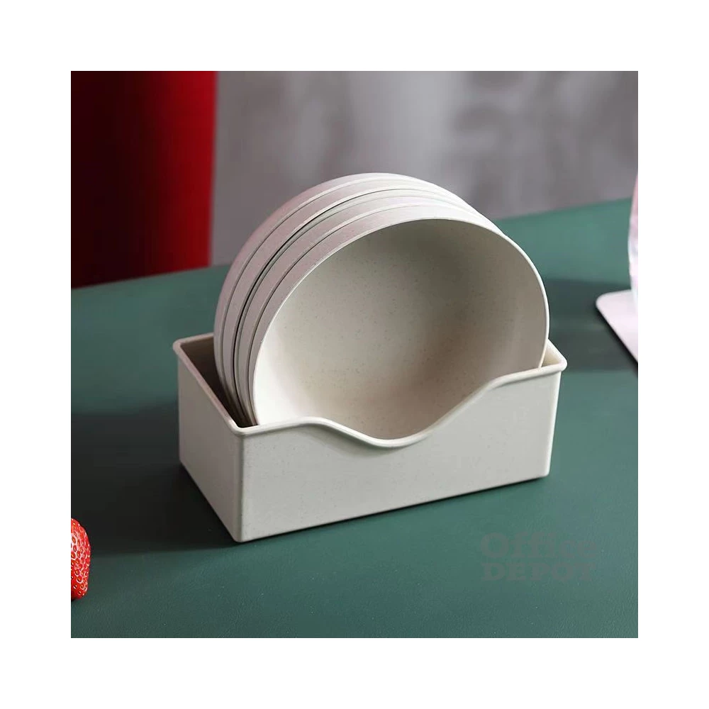 TOO KT-118 10db-os vegyes színekben búzaszalma műanyag kerek tányér szett, 15×15×3cm