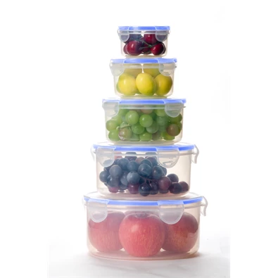 TOO KT-142 5 db-os kerek ételtároló doboz szett 400ml+800ml+1.500ml+2.300ml+3.600ml