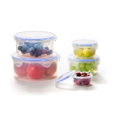 TOO KT-142 5 db-os kerek ételtároló doboz szett 400ml+800ml+1.500ml+2.300ml+3.600ml