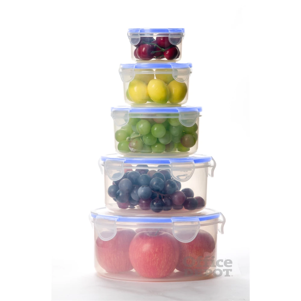 TOO KT-142 5 db-os kerek ételtároló doboz szett 400ml+800ml+1.500ml+2.300ml+3.600ml