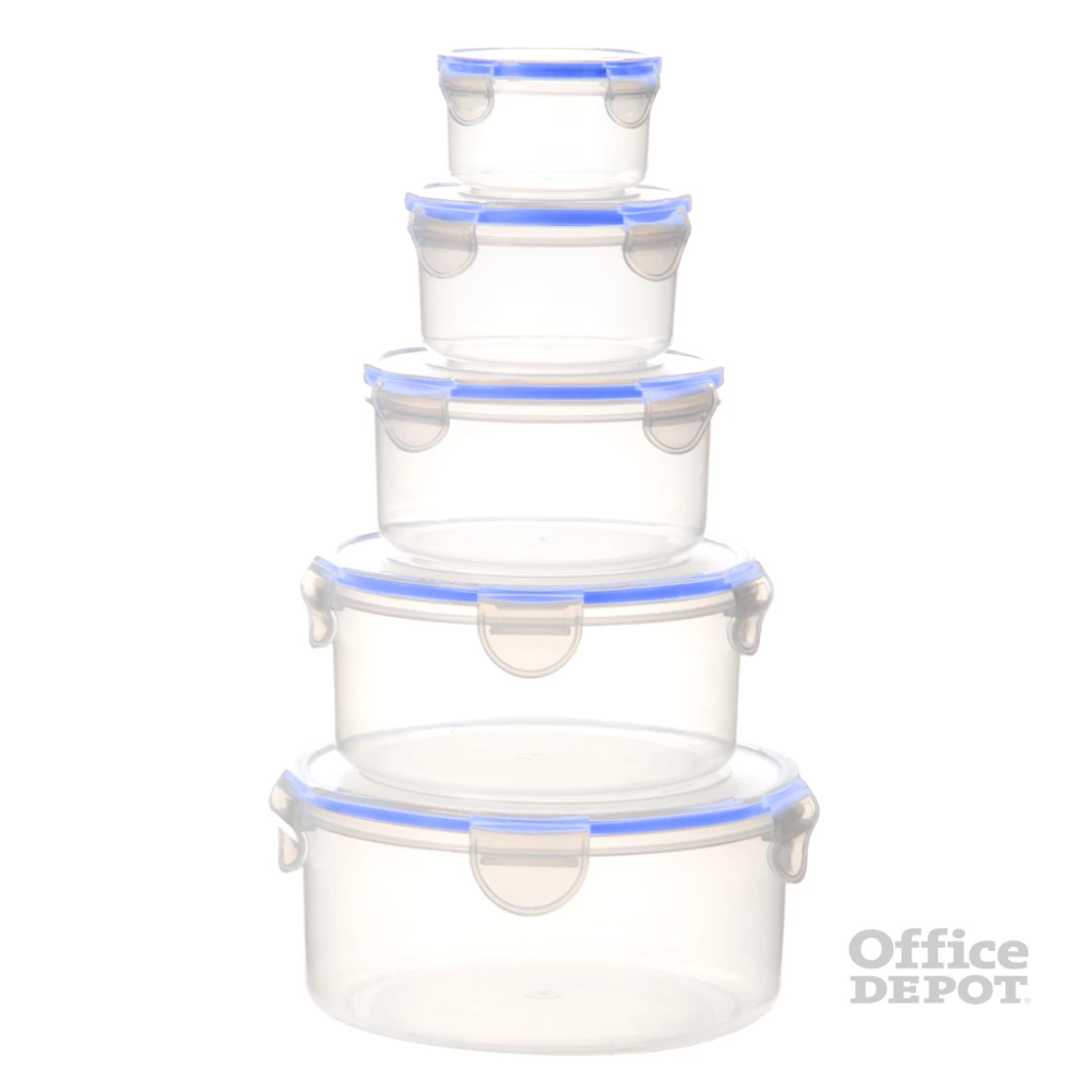 TOO KT-142 5 db-os kerek ételtároló doboz szett 400ml+800ml+1.500ml+2.300ml+3.600ml