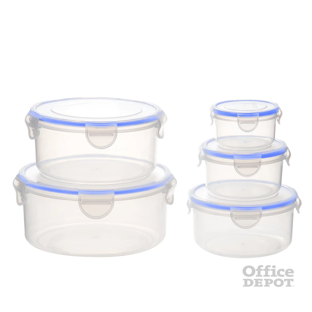 TOO KT-142 5 db-os kerek ételtároló doboz szett 400ml+800ml+1.500ml+2.300ml+3.600ml