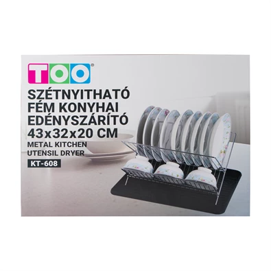 TOO KT-608 Szétnyitható fém konyhai edényszárító 43x32x20cm