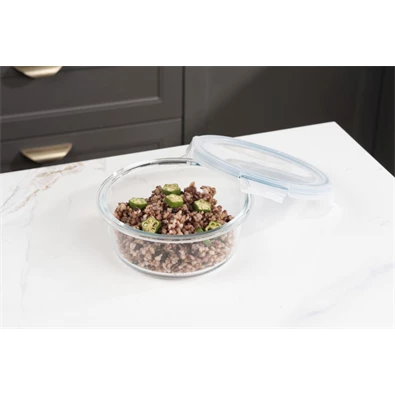 TOO KT-89 üveg 650 ml-es hőálló kerek ételtároló csatolható műanyag tetővel TOO KT-89 üveg 650 ml-es hőálló kerek ételtároló csatolható műanyag tetővel