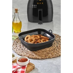 TOO összecsukható négyzetes szilikon forma forrólevegős sütőhöz (air fryer) 21cm*21cm, szürke, fekete vagy piros SL-3251