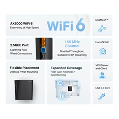 TP-Link Archer AX80 AX6000 8-Stream Wi-Fi 6 802.11ax Vezeték nélküli Multi-Gigabit Router TP-Link Archer AX80 AX6000 8-Stream Wi-Fi 6 802.11ax Vezeték nélküli Multi-Gigabit Router
