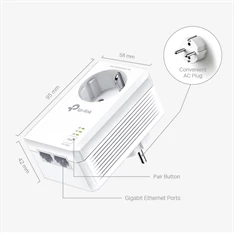 TP-Link TL-PA7027P AV1000 2-Port Gigabit Passthrough Powerline Starter Kit TP-Link TL-PA7027P AV1000 2-Port Gigabit Passthrough Powerline Starter Kit