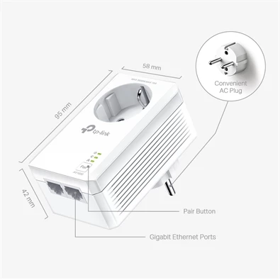 TP-Link TL-PA7027P AV1000 2-Port Gigabit Passthrough Powerline Starter Kit TP-Link TL-PA7027P AV1000 2-Port Gigabit Passthrough Powerline Starter Kit