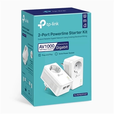 TP-Link TL-PA7027P AV1000 2-Port Gigabit Passthrough Powerline Starter Kit TP-Link TL-PA7027P AV1000 2-Port Gigabit Passthrough Powerline Starter Kit