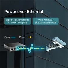 TP-Link TL-SF1005LP 5x10/100Mbps LAN port 4xPoE nem menedzelhető asztali switch TP-Link TL-SF1005LP 5x10/100Mbps LAN port 4xPoE nem menedzelhető asztali switch