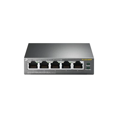 TP-Link TL-SG1005P 5x GbE LAN Switch 4xPoE nem menedzselhető asztali switch TP-Link TL-SG1005P 5x GbE LAN Switch 4xPoE nem menedzselhető asztali switch