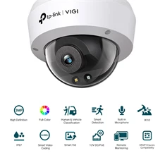 TP-Link VIGI C230 /3MP/2,8mm/kültéri/H265/IR30m/Smart Detection/beépített mikrofon/Full-Color IP dómkamera TP-Link VIGI C230 /3MP/2,8mm/kültéri/H265/IR30m/Smart Detection/beépített mikrofon/Full-Color IP dómkamera