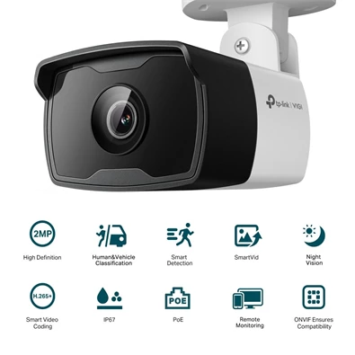 TP-Link VIGI C320I /2MP/2,8mm/kültéri/H265/IR30m/Smart Detection/IP csőkamera TP-Link VIGI C320I /2MP/2,8mm/kültéri/H265/IR30m/Smart Detection/IP csőkamera