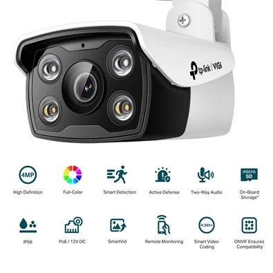 TP-Link VIGI C340 /4MP/2,8mm/kültéri/H265/IR30m/SD/Smart Detection/kétirányú hang/Full-Color IP csőkamera TP-Link VIGI C340 /4MP/2,8mm/kültéri/H265/IR30m/SD/Smart Detection/kétirányú hang/Full-Color IP csőkamera