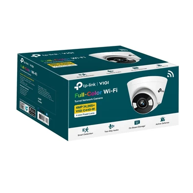 TP-Link VIGI C440-W /4MP/4mm/beltéri/H265/IR30m/SD/Smart Detection/kétirányú hang/Full-Color IP wifi turret kamera TP-Link VIGI C440-W /4MP/4mm/beltéri/H265/IR30m/SD/Smart Detection/kétirányú hang/Full-Color IP wifi turret kamera