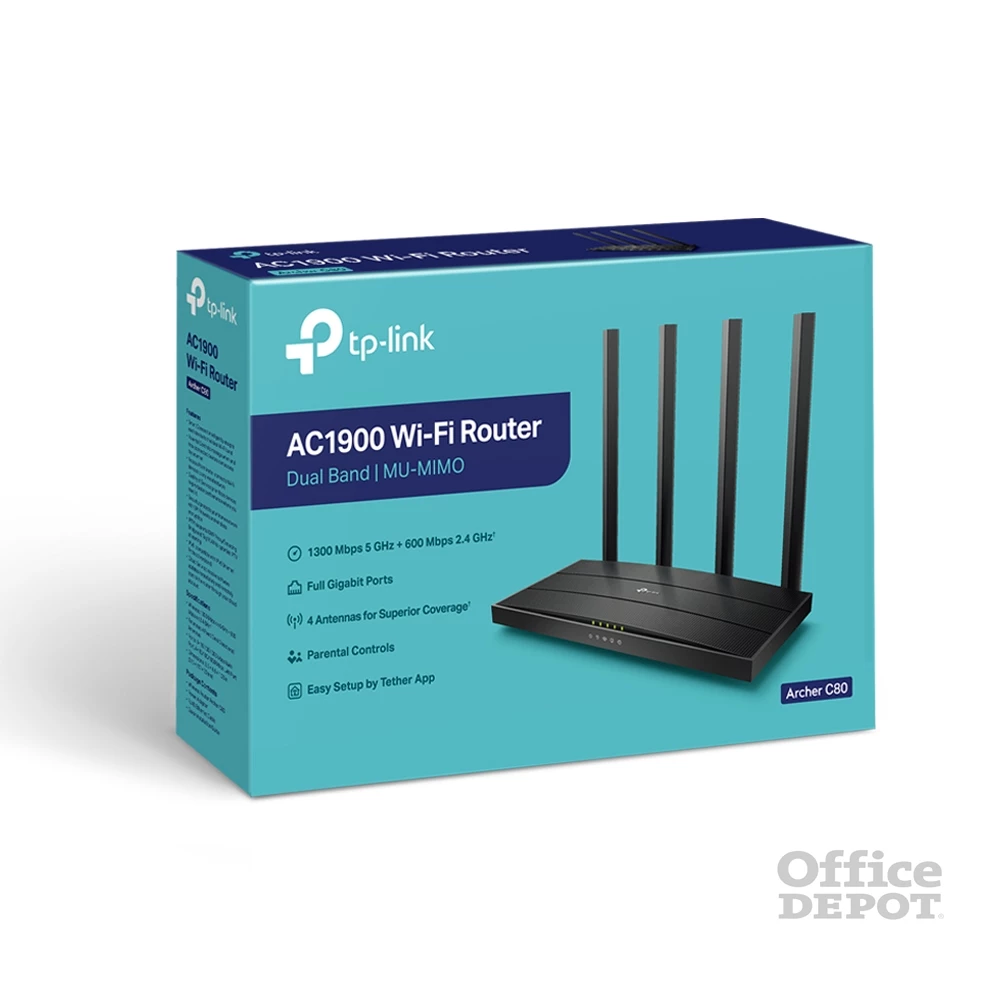 TP-Link Archer C80 AC1900 MU-MIMO 802.11ac Dual-Band Vezeték nélküli Gigabit Router