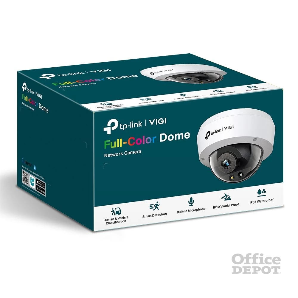 TP-Link VIGI C250(2.8mm) /Kültéri/5MP/2,8mm/IR/LED30m/FullColor/IK10/Smart/ Duál megvilágítású IP dóm kamera