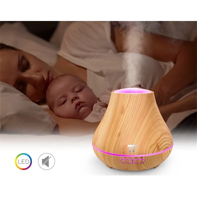 Taotronics TT-AD004 világosbarna fa mintázatú ultrahangos illóolaj párásító LED fénnyel Taotronics TT-AD004 világosbarna fa mintázatú ultrahangos illóolaj párásító LED fénnyel