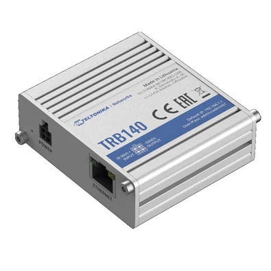 Teltonika TRB140 1xGbE LAN 1xminiSIM 4G/LTE CAT4 Gigabit ipari Ethernet IoT gateway Teltonika TRB140 1xGbE LAN 1xminiSIM 4G/LTE CAT4 Gigabit ipari Ethernet IoT gateway