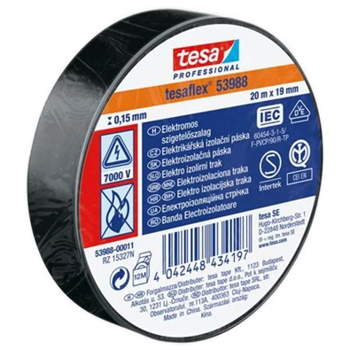 Tesa 53988 20mx19 mm fekete szigetelőszalag Tesa 53988 20mx19 mm fekete szigetelőszalag