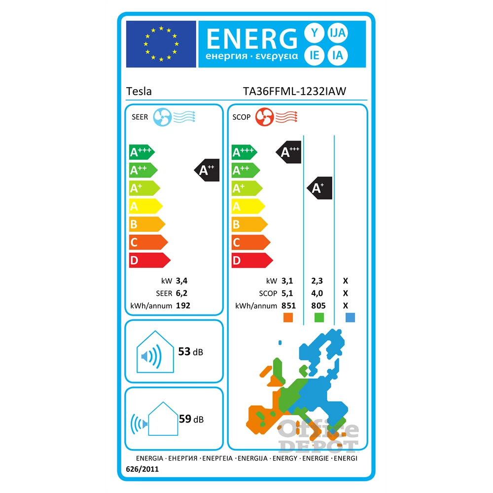 Tesla Select 3,6KW inverteres split klíma WIFI TA36FFML-1232IAW
