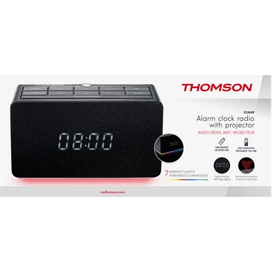 Thomson CL-300P fekete rádiós projektoros ébresztőóra