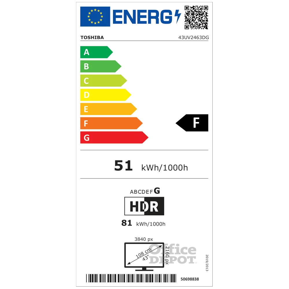 Toshiba 43" 43UV2463DG 4K UHD Smart TV