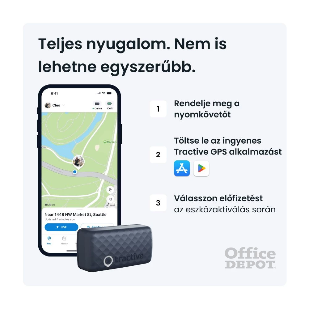 Tractive GPS CAT Mini kék macska GPS nyomkövető és tevékenységfigyelő