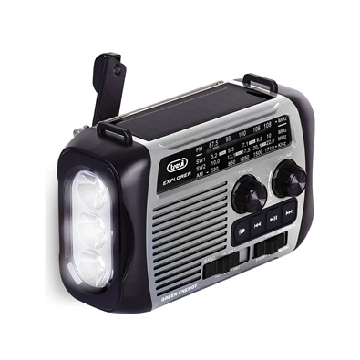 Trevi RA 7F30 BT FM/USB/microSD/Bluetooth napelemes,lámpás,dinamós szürke rádió Trevi RA 7F30 BT FM/USB/microSD/Bluetooth napelemes,lámpás,dinamós szürke rádió